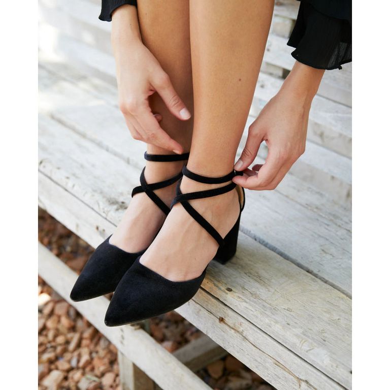 Zapato De Fiesta Terciopelo Málaga Negro
