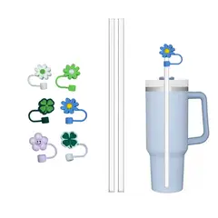 GENERICO - Pack 2 bombillas transparentes 2 Tapas Antiderrame Para vaso térmico de 40 oz