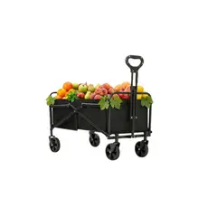 GENERICO - Carrito Plegable Camping Multifuncional 66x91x66x47 Negro