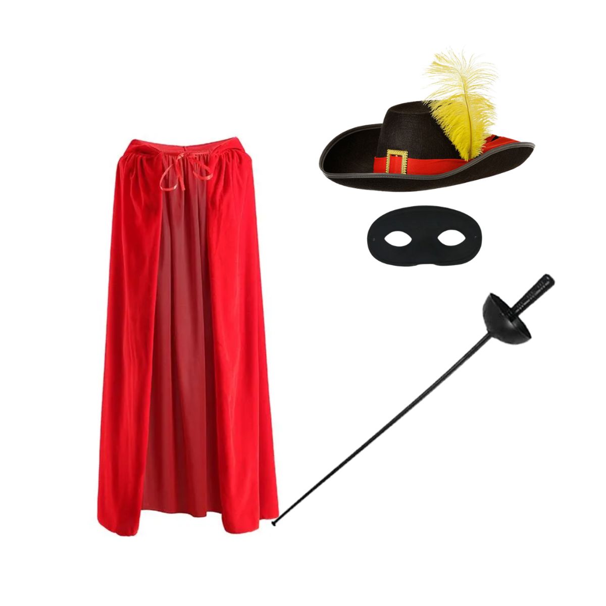 GENERICO - Disfraz Mosquetero Capa Sombrero Antifaz Espada Niños