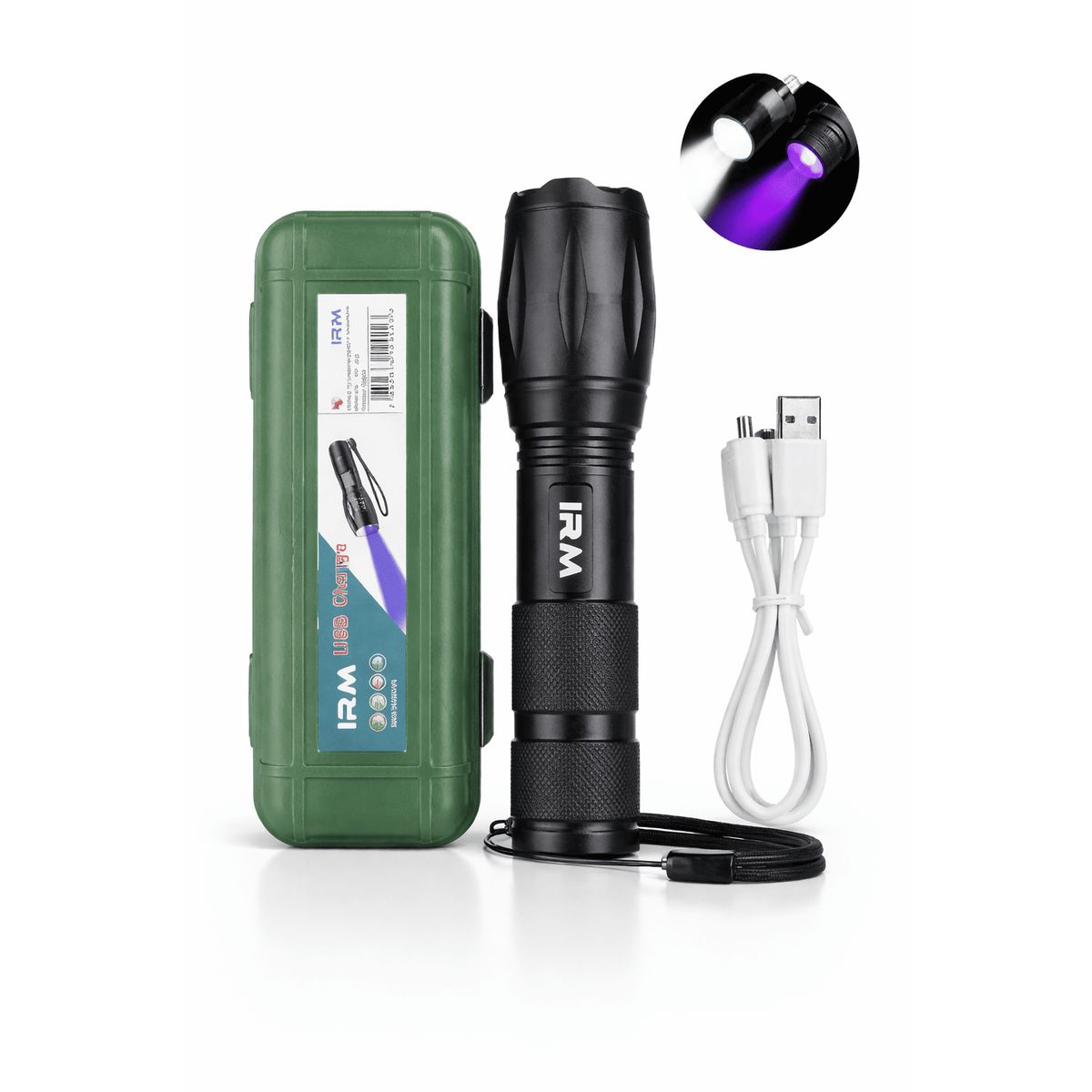 IRM - Linterna LED Recargable USB IRM con Estuche