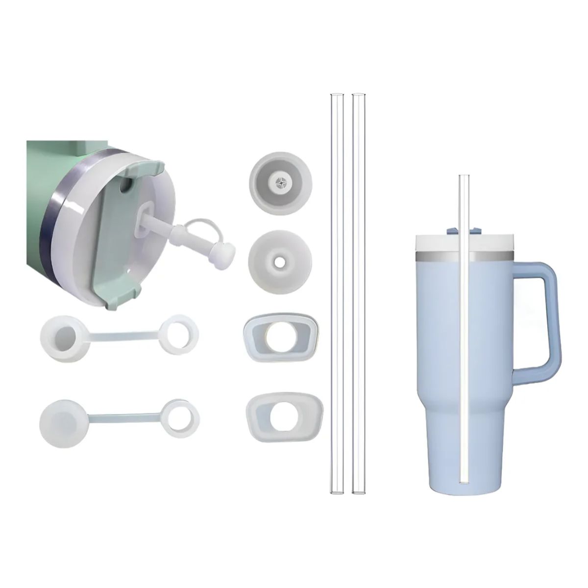 GENERICO - Pack 2 bombillas transparentes 2 Tapas Antiderrame Universal