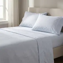 SOHOME - Juego De Sabanas 2 Plazas 180 Hilos + 2 Fundas De Almohadas Celeste