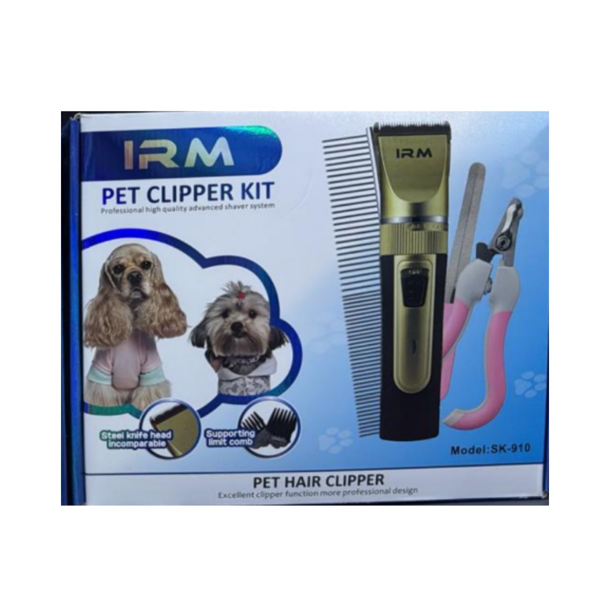 GENERICO - Kit Cortapelo Profesional para Mascotas IRM SK-910 - Inalámbrico y Silencioso