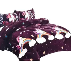 GENERICO - Cobertor Plush Liso 1.5 Plazas Con Chiporro 1 Funda Almohada - Multicolor - 1,5 Plazas