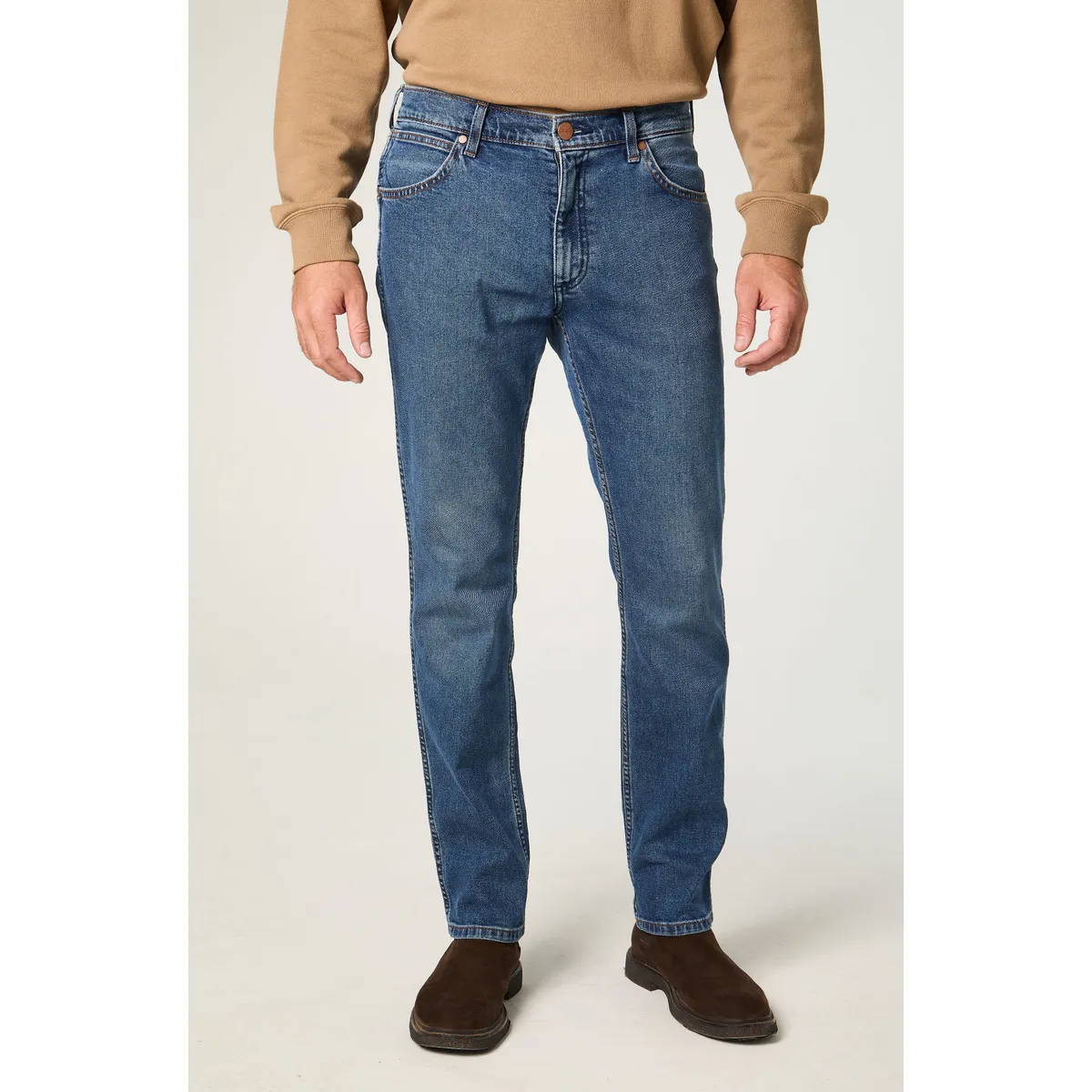 WRANGLER - Jeans Hombre Greensboro Straight Tiro Medio Azul Medio