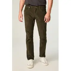 WRANGLER - Pantalon Hombre Greensboro Cotele Straight Tiro Medio Verde Militar
