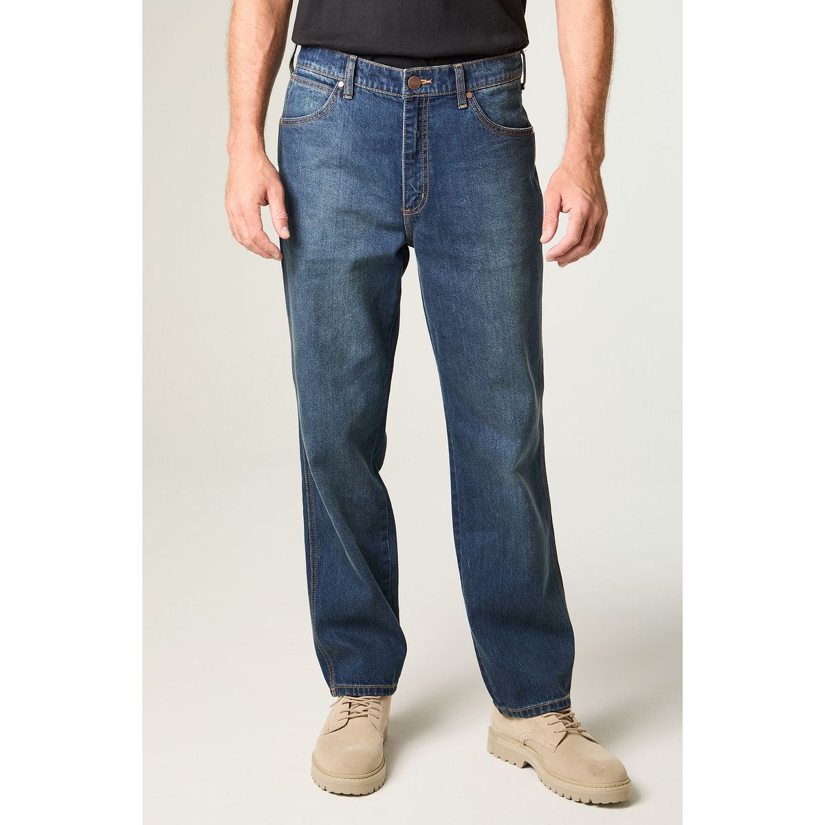 WRANGLER - Jeans Hombre Frontier Relax Straight Tiro Medio Azul