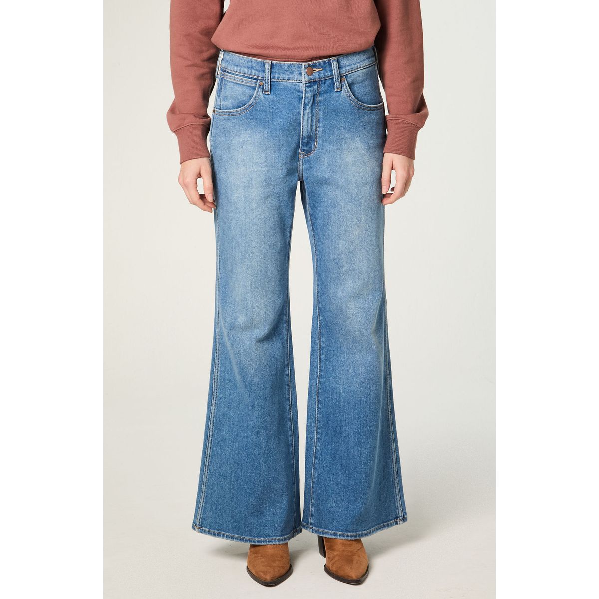 WRANGLER - Jeans Mujer Flare 70 Flare Tiro Alto Azul