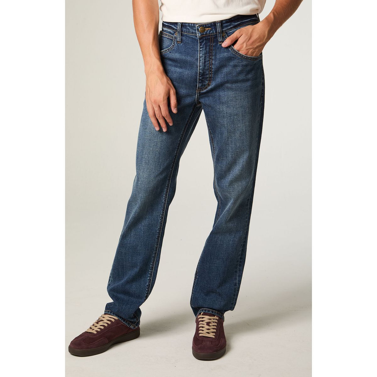 LEE - Jeans Hombre Straight Azul Medio Roberto