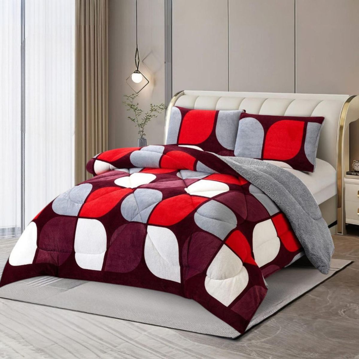 GENERICO - Plumon Plush Liso Con Chiporro 1.5 Plazas + 1 Funda Almohada - Multicolor - 1,5 Plazas