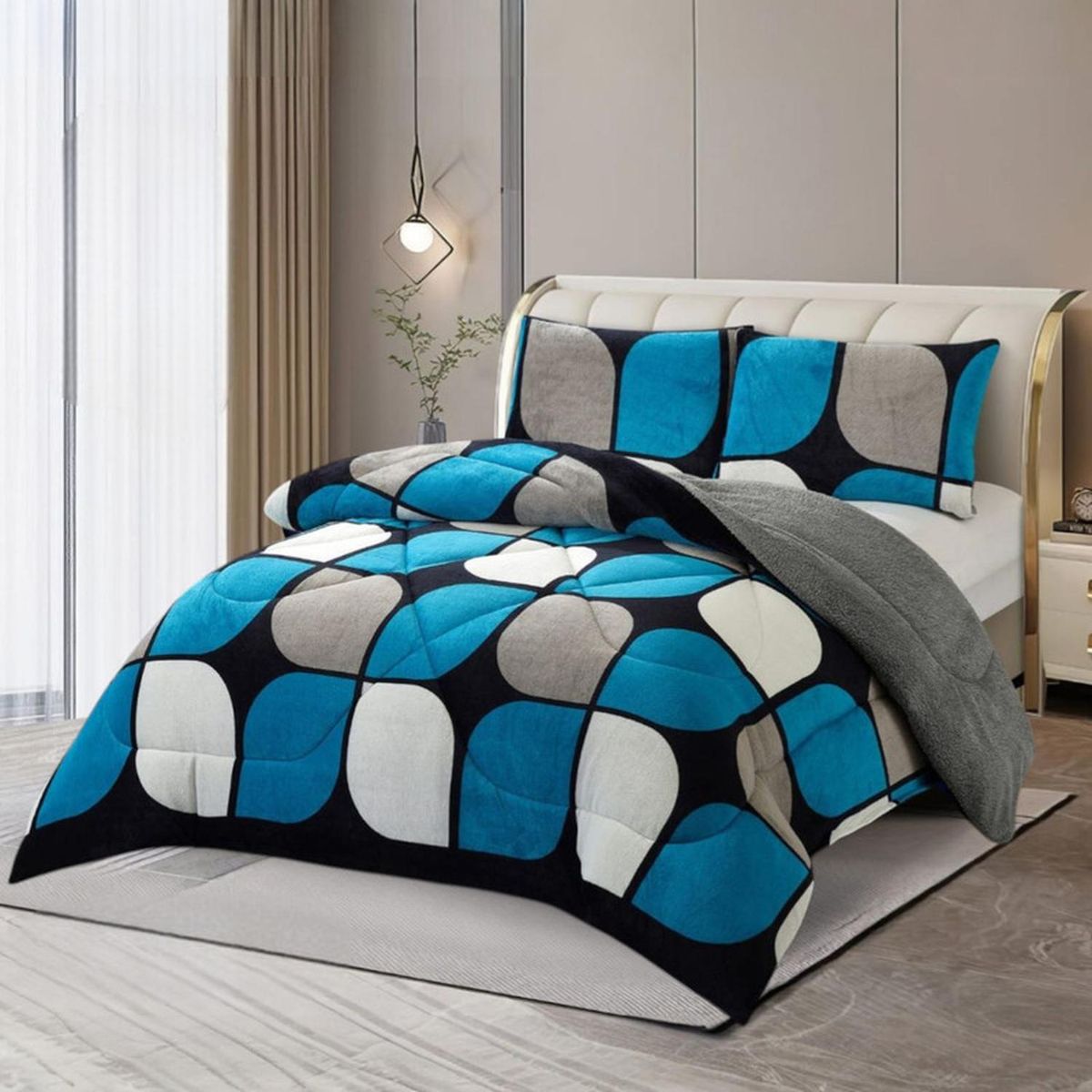 GENERICO - Plumon Plush Liso Con Chiporro 1.5 Plazas + 1 Funda Almohada - Multicolor - 1,5 Plazas