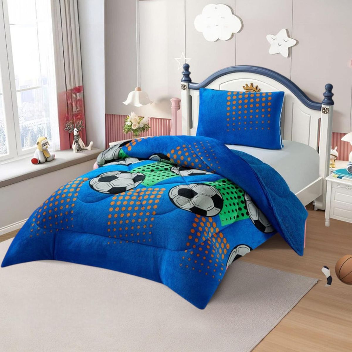 GENERICO - Plumon Plush Liso Con Chiporro 1.5 Plazas + 1 Funda Almohada - Multicolor - 1,5 Plazas