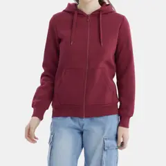 LIKE SHOP - Polerón Con Cierre Mujer Bolsillo Interior Forro Polar Con Gorro Z-05