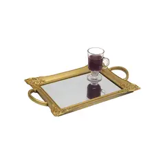 VGO - Bandeja plástica rectangular 25x41 cm. Dorado Dorado