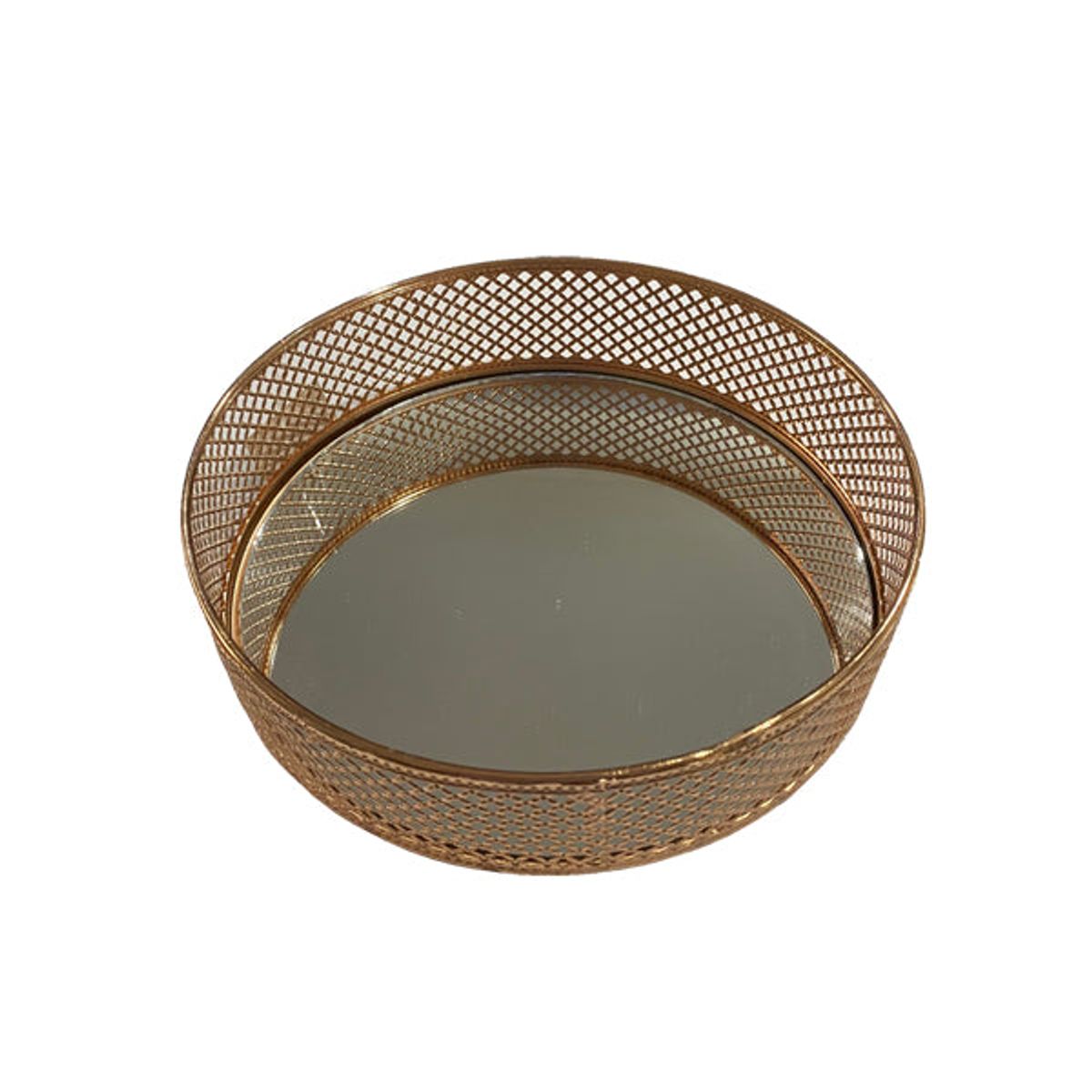 VGO - Bandeja metalica redonda espejada 40x40x5.3 cm. Dorado Dorado Vgo