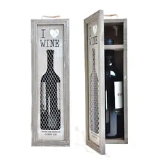 VGO - Porta Botellas madera I Love Wine  34x10x10 cm Beige