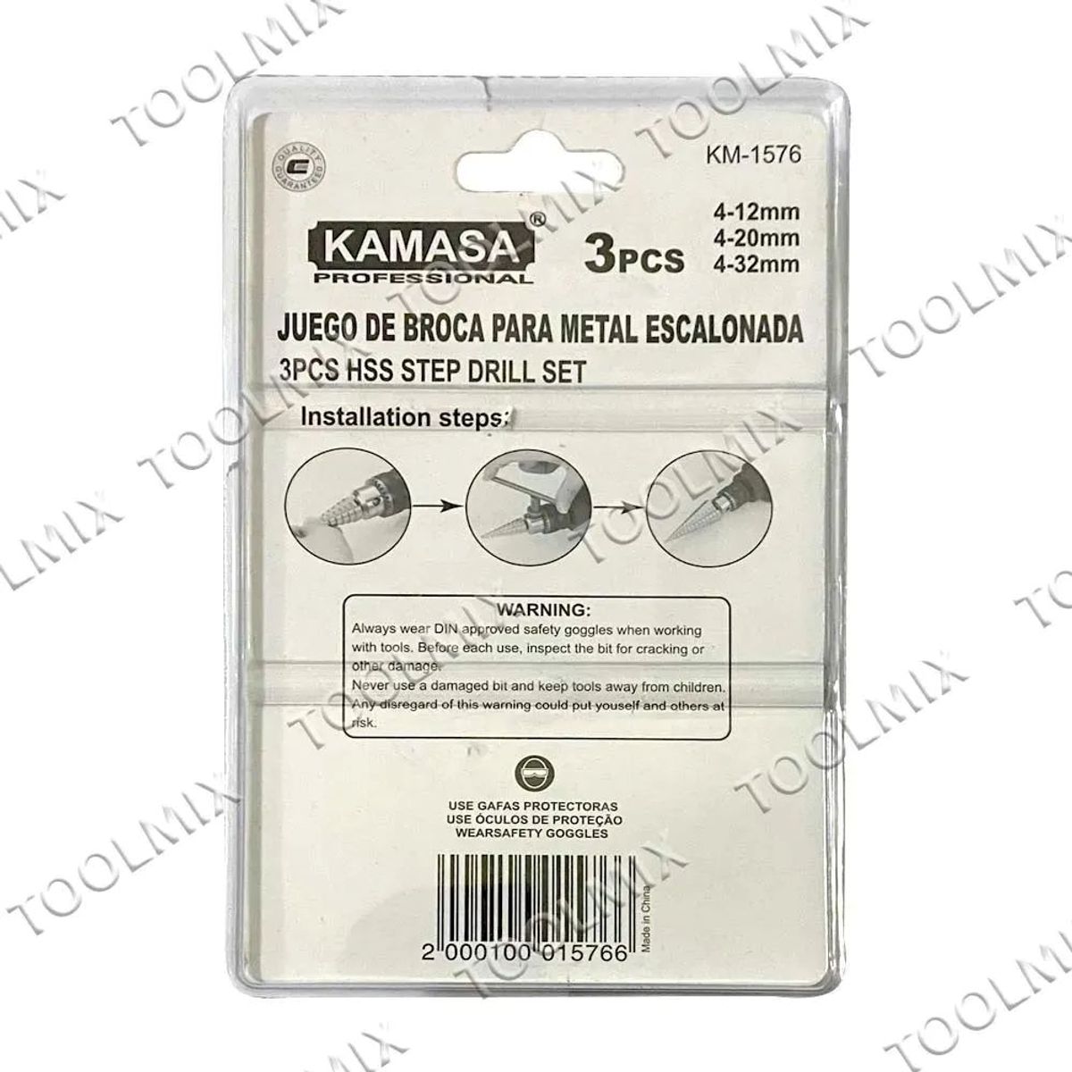 KAMASA - Juego Set 3 Brocas Cónica Escalonada 4 Mm A 32 Mm