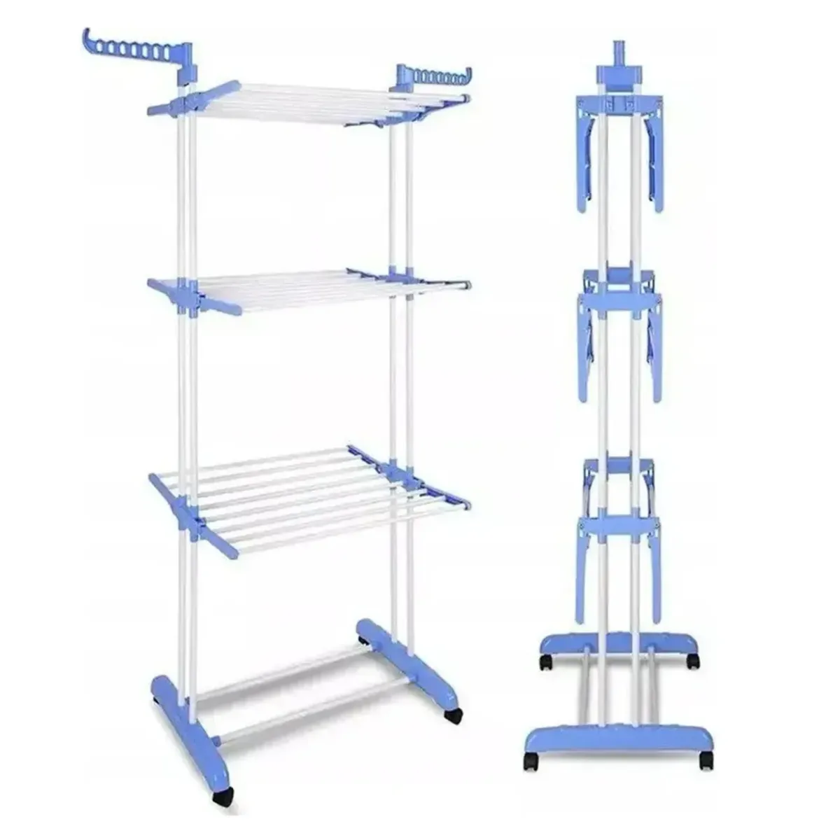 MOVI - Tendedero de Ropa Vertical Plegable con Ganchos para Perchas Gran Capacidad y Máxima Comodidad