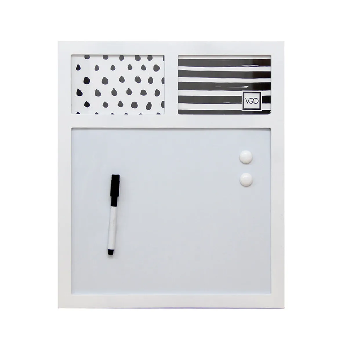 VGO - Pizarra 40x34 cm.. con 2 marcos de 10x15 cm. Blanco
