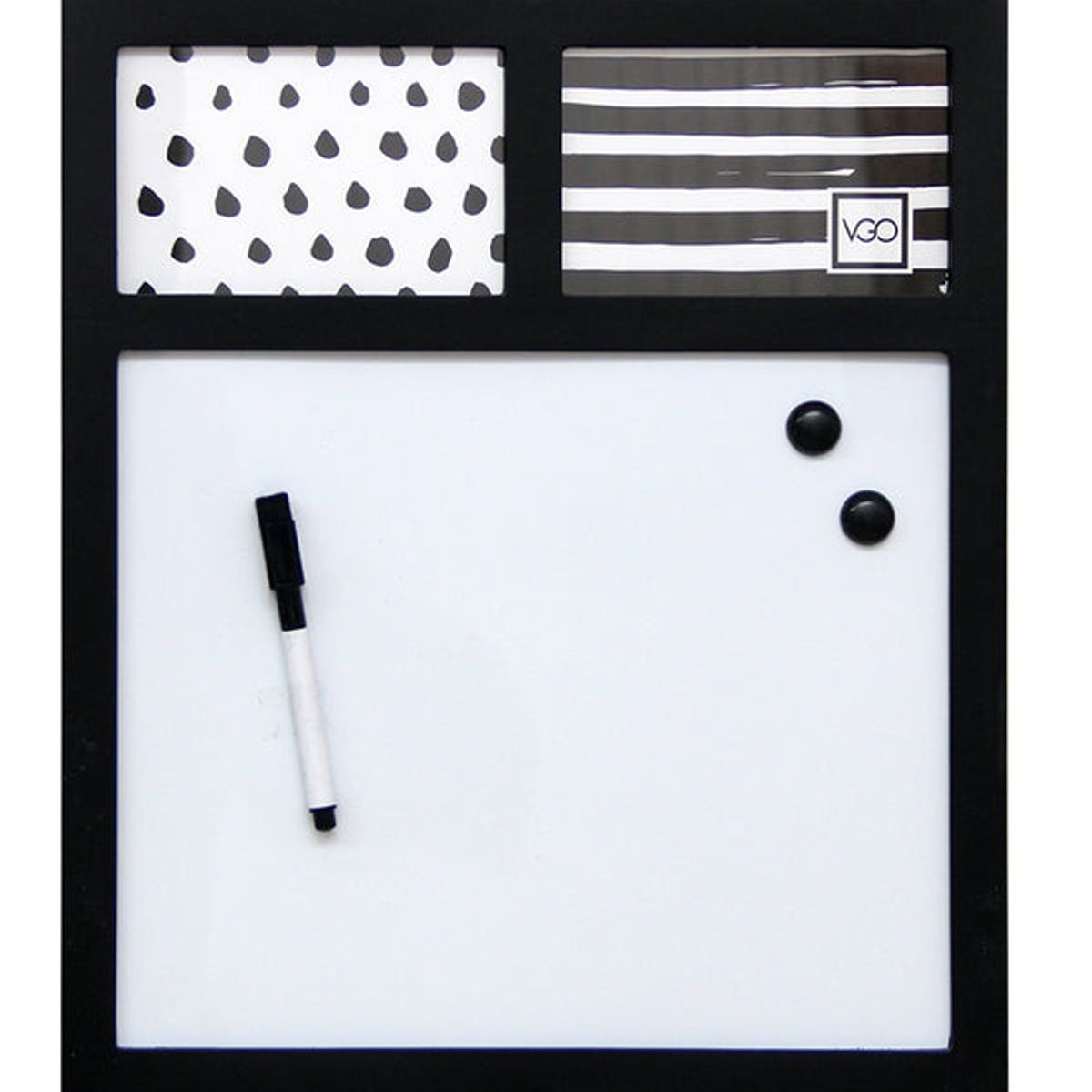VGO - Pizarra 40x34 cm.. con 2 marcos de 10x15 cm. Negro