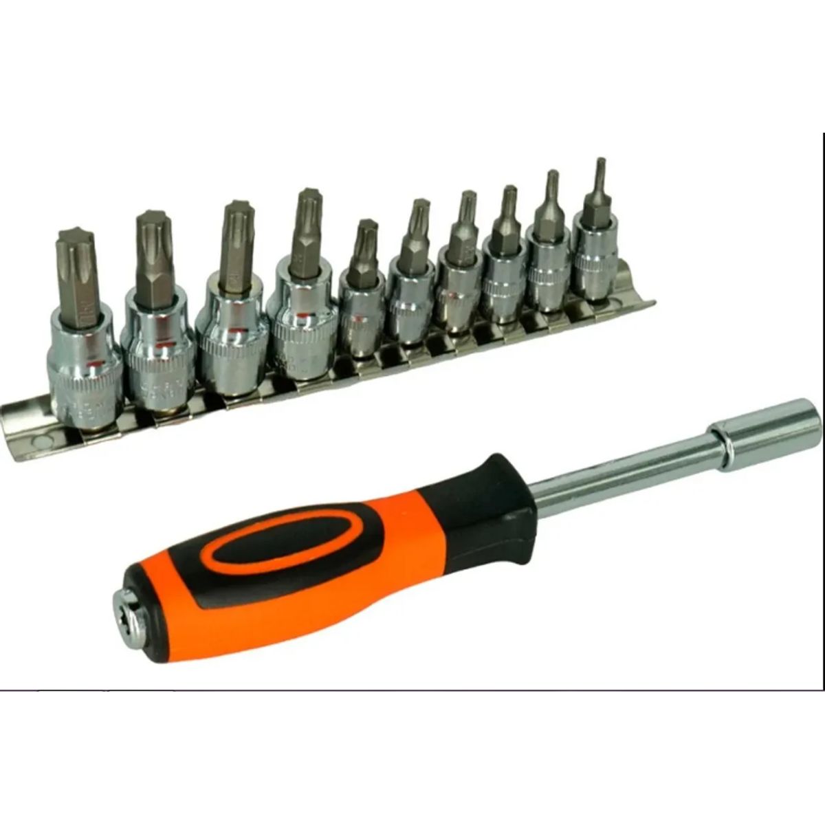 GENERICO - Juego De Dados Puntas Torx 1/4 Y 3/8 + Destornillador 12 Pcs