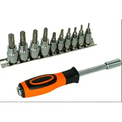 GENERICO - Juego De Dados Puntas Torx 1/4 Y 3/8 + Destornillador 12 Pcs