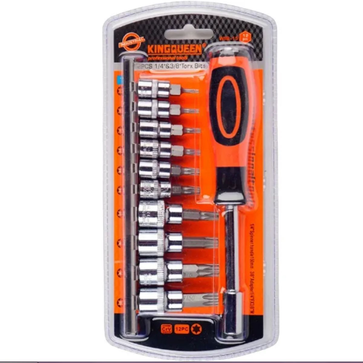 GENERICO - Juego De Dados Puntas Torx 1/4 Y 3/8 + Destornillador 12 Pcs
