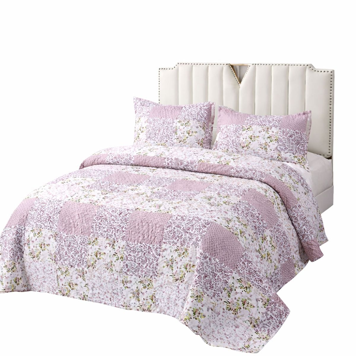 GENERICO - Cubrecama 2 Plazas para Verano Blanco con Rosa Floral