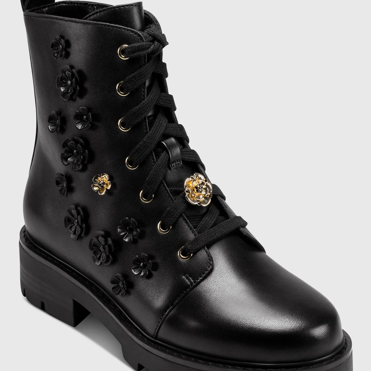 KARL LAGERFELD - Botas combat negras con apliques florales