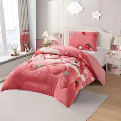 GENERICO - Cobertor Plush Liso 1.5 Plazas Con Chiporro 1 Funda Almohada - Multicolor - 1,5 Plazas