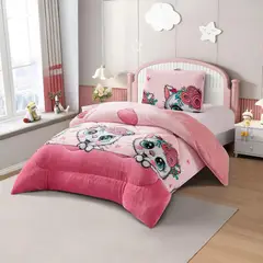 GENERICO - Plumon Plush Liso Con Chiporro 1.5 Plazas + 1 Funda Almohada - Multicolor - 1,5 Plazas