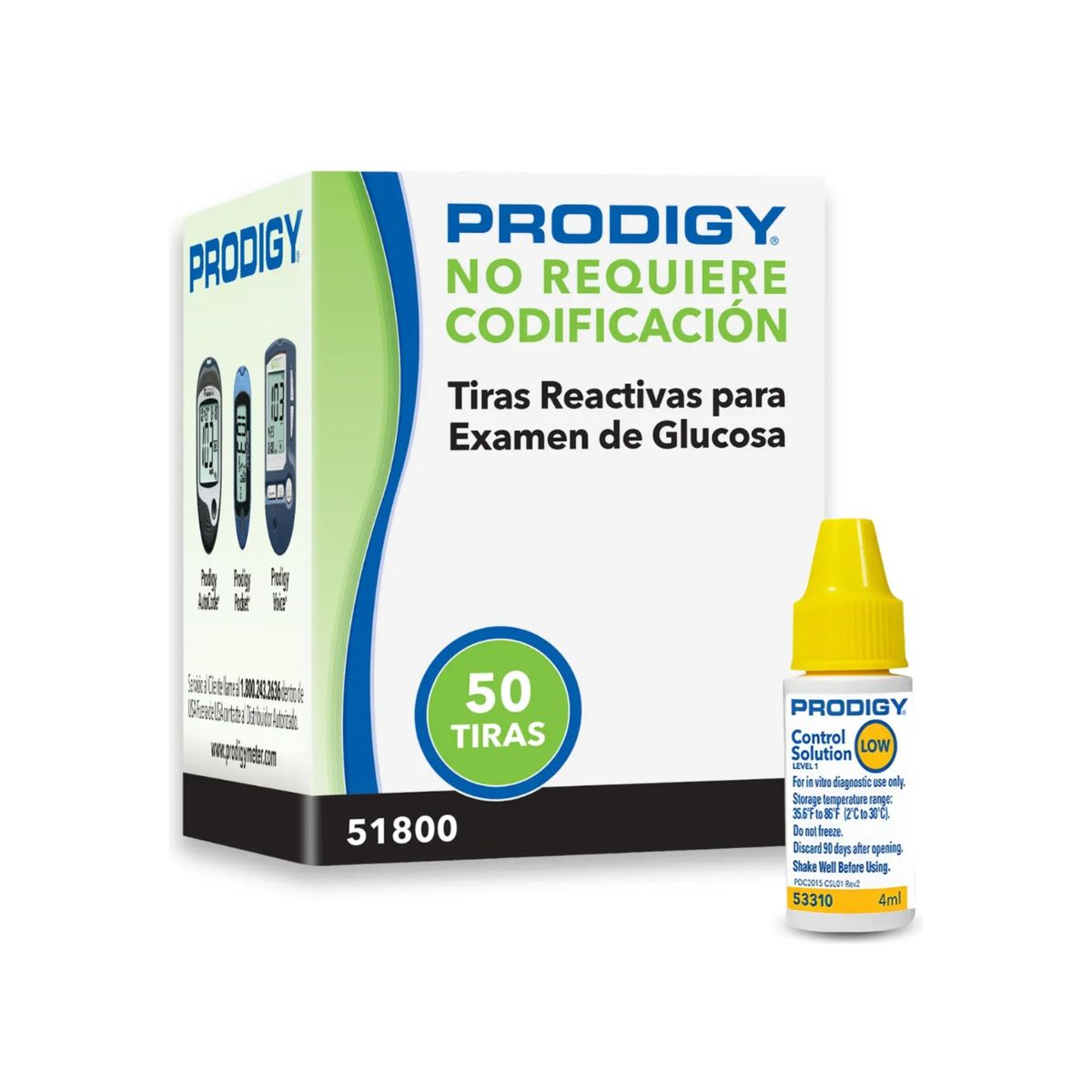 PRODIGY - 50 Tiras Reactivas + Solucion Control Prodigy