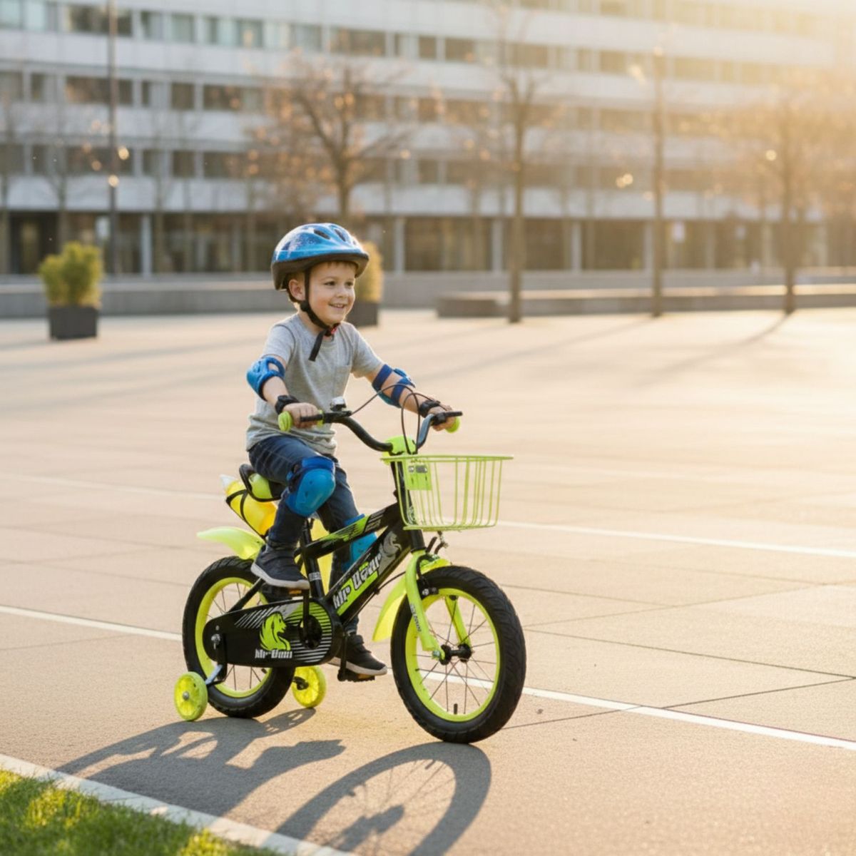 BABYLUNA - Bicicleta Aro 14 Con Cesta, Ruedas Luces Y Botellón De Agua