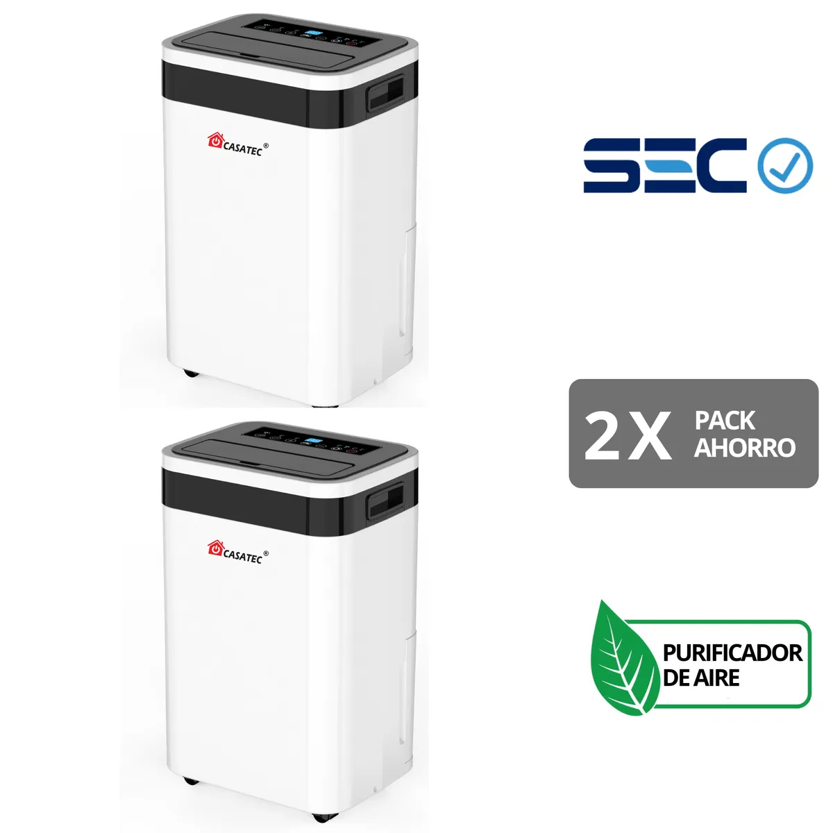 CASATEC - Deshumidificador de Aire Gtd-250 Plus WIFI 2 unidades Casatec