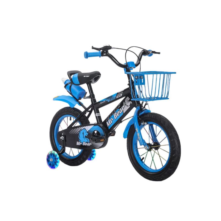 Bicicleta Aro 16 Con Cesta, Ruedas Luces Y Botellon De Agua Azul M