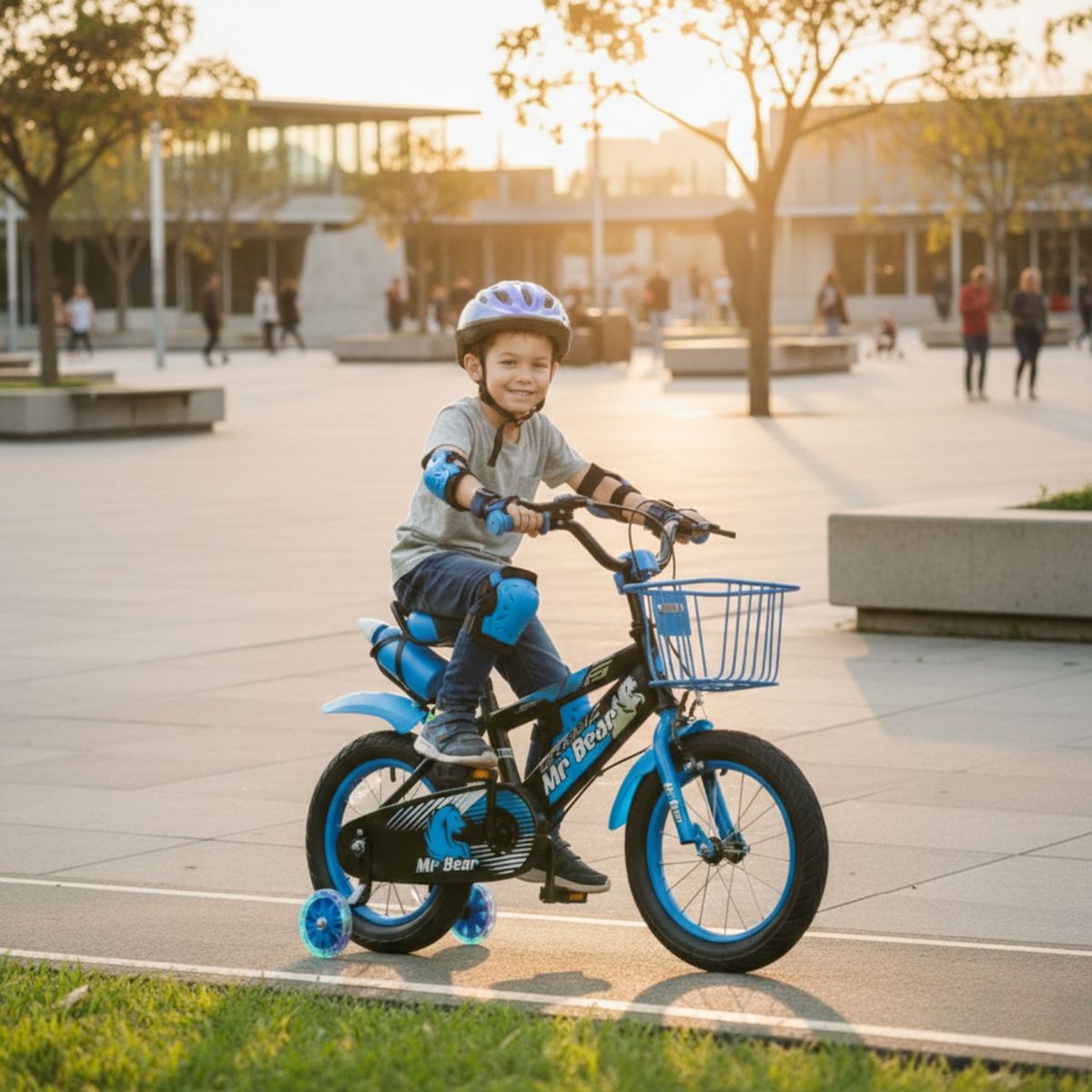 BABYLUNA - Bicicleta Aro 16 Con Cesta, Ruedas Luces Y Botellón De Agua