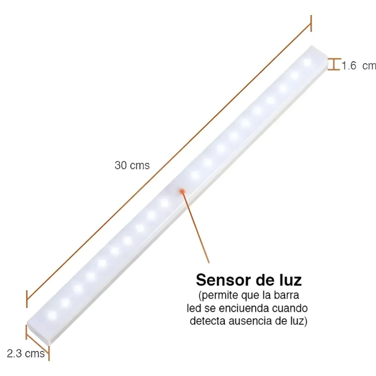 GENERICO - Led Con Sensor Movimiento Cocina Armarios Escale Gabinetes