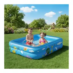 EKOL TACTICA MILITAR - Piscina Inflable Rectangular Acolchada Pequeña Niños Verano