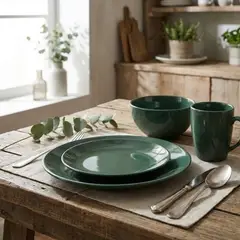 DECO EXPRESS - Juego De Vajilla 16 piezas Loza Cerámica July Verde