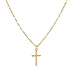 LUX JOYAS - Collar Plata 925 Baño Oro Cruz Lisa