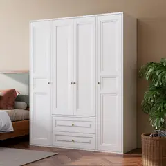 GENERICO - Closet Metalico 4 puertas 2 cajones - White BC-14