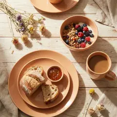 DECO EXPRESS - Juego De Vajilla 16 piezas Loza Cerámica July Caramelo