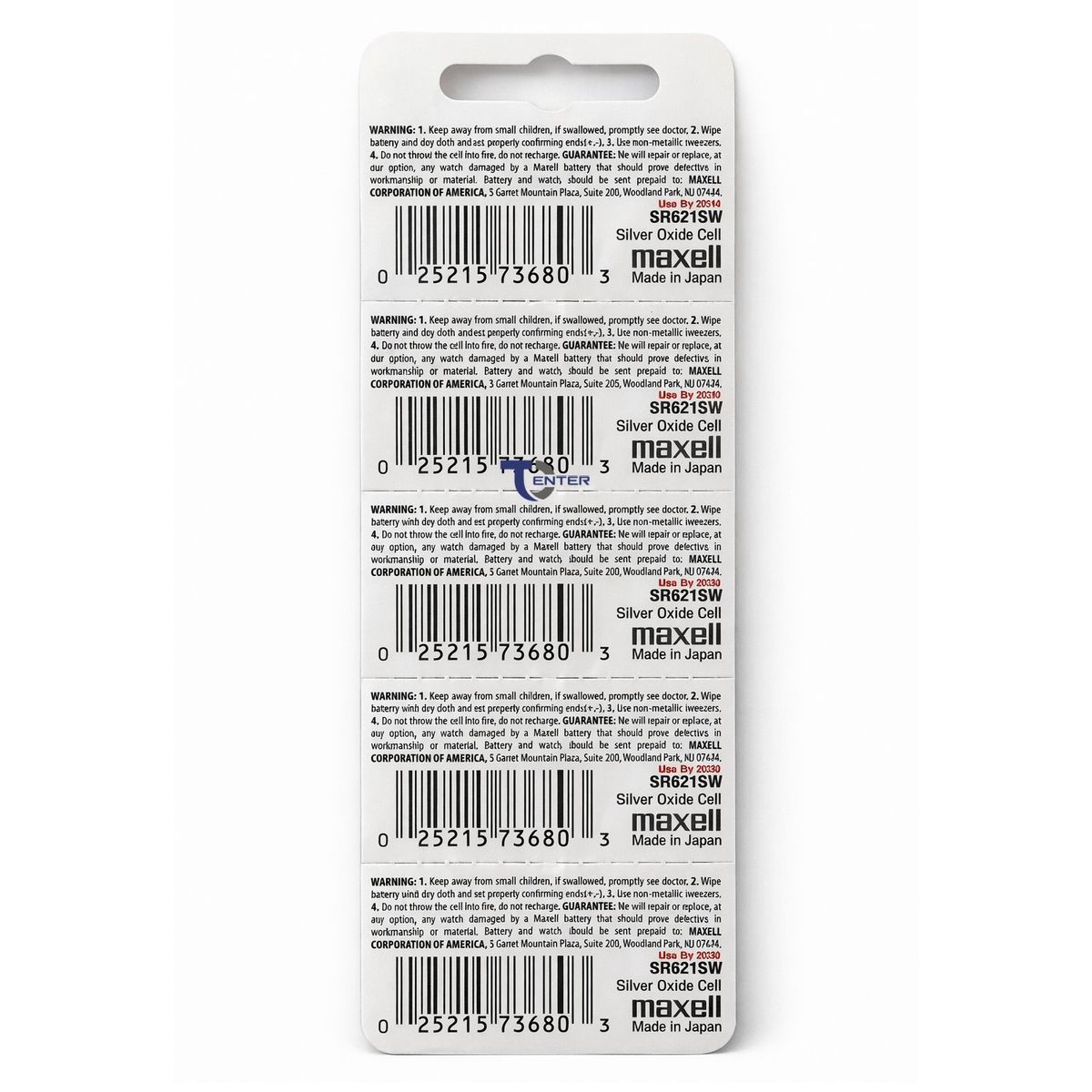 MAXELL - Pack 5 Pilas SR621SW (364) 1.55v Maxell Tipo Botón Holograma