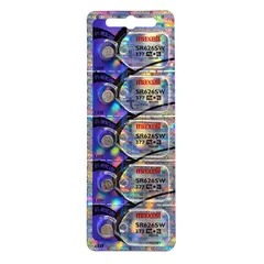 MAXELL - Pack 5 Pilas SR626SW (377) 1.55v Tipo Botón Holograma