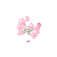 GENERICO - Arco organico de globos de latex Baby Girl rosa 55pcs
