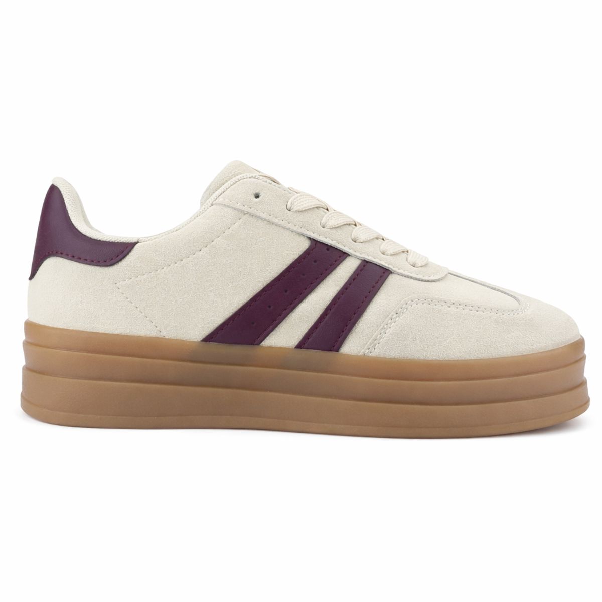 CHALADA - Zapatilla Mujer Beige y Burdeo Urbano Chalada Andy