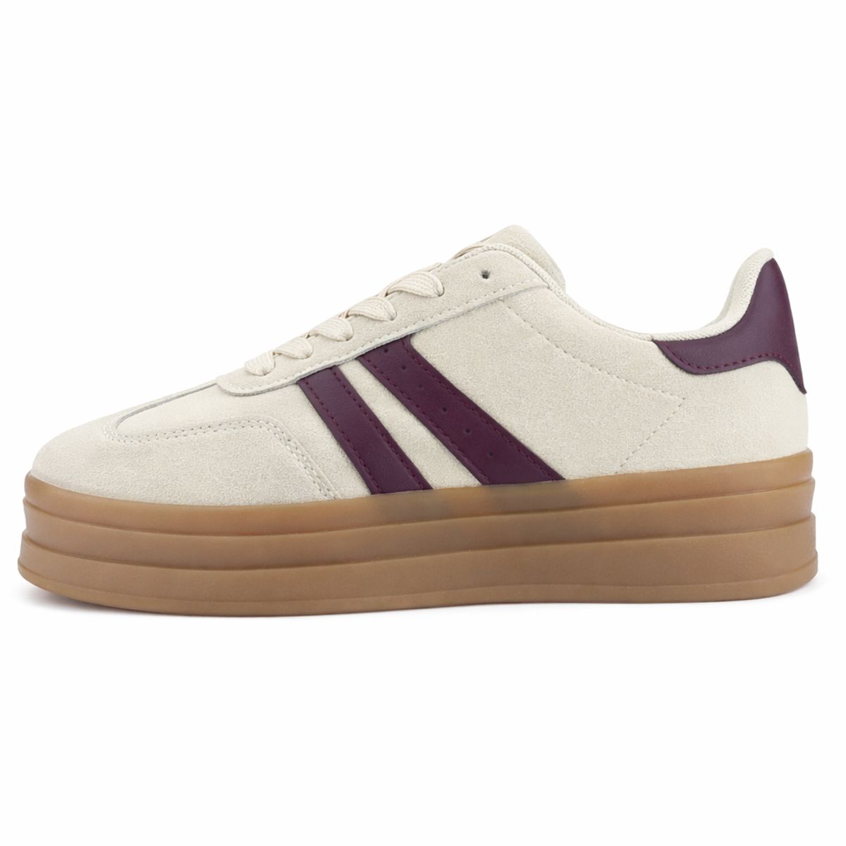 CHALADA - Zapatilla Mujer Beige y Burdeo Urbano Chalada Andy