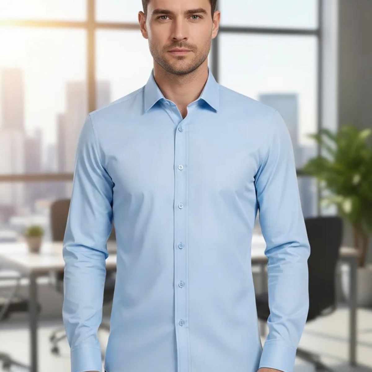 BLUE MOUNTAIN - Camisa Hombre Casual Manga Larga