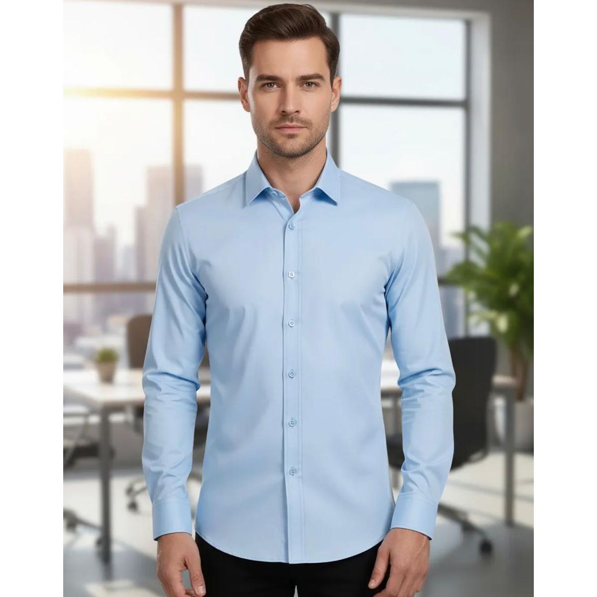 BLUE MOUNTAIN - Camisa Hombre Casual Manga Larga